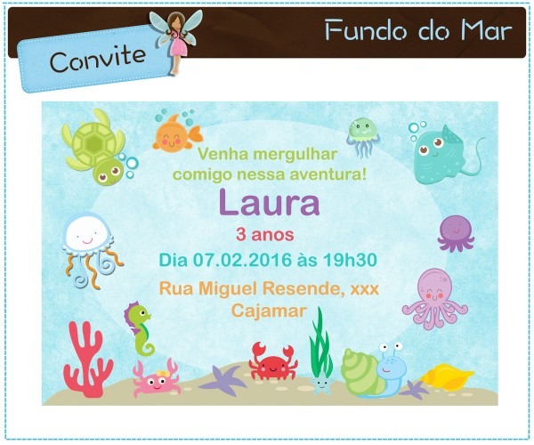 Convite fundo do mar Convite fundo do mar