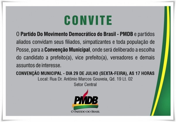 Blog dinomar miranda convite convenção pmdb de posse (go) Blog dinomar miranda convite convenção pmdb de posse (go)