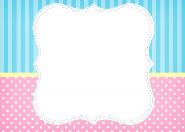 Moldura e convite azul e rosa Moldura e convite azul e rosa