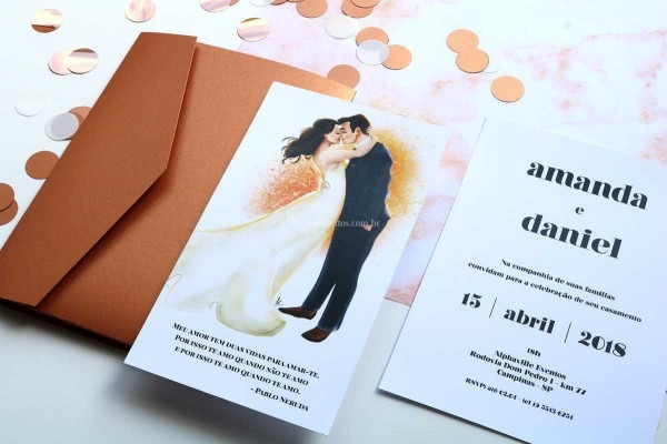 Convite com desenho noivinhos de confeitaria de convites Convite com desenho noivinhos de confeitaria de convites