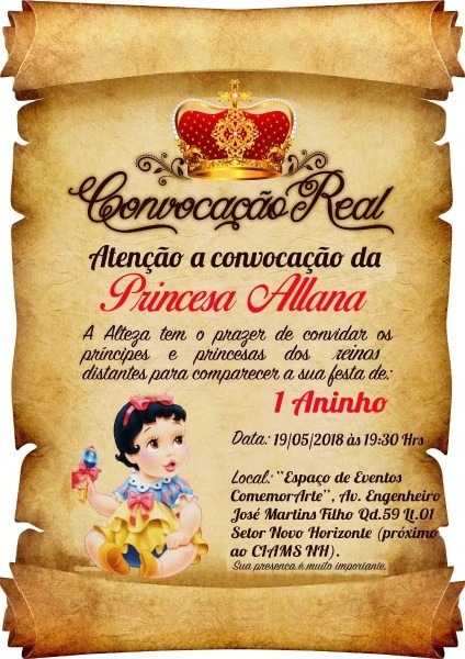 20 convites pergaminho branca de neve