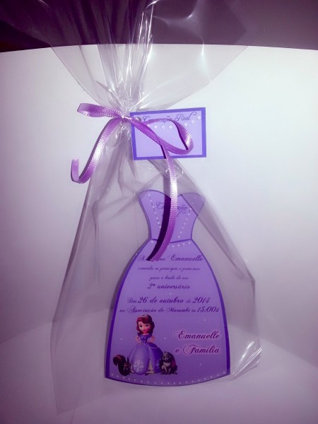 30 convite personalizado vestido princesa sofia frete grÃ¡tis
