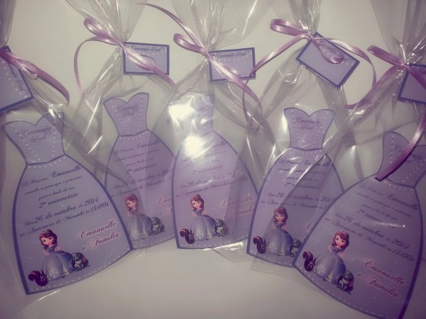 30 convite personalizado vestido princesa sofia frete grÃ¡tis
