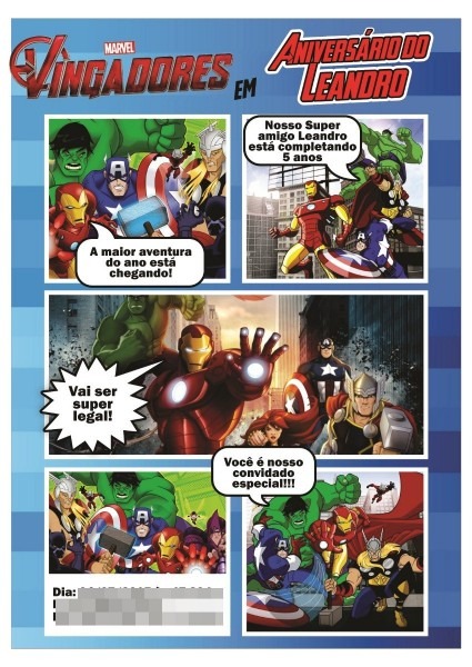 30 convites vingadores marvel gibi convite infantil 30 convites vingadores marvel gibi convite infantil