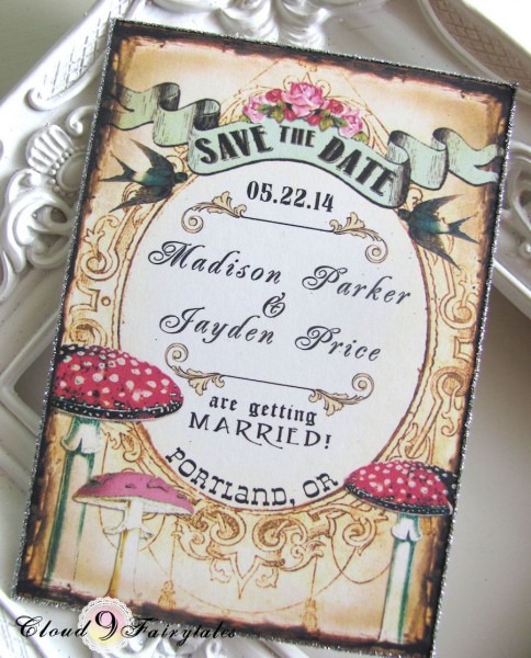 Vintage save the date wedding invitations woodland magical forest Vintage save the date wedding invitations woodland magical forest
