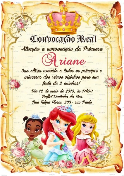 40 convite pergaminho 20x28 cm princesas disney 40 convite pergaminho 20x28 cm princesas disney