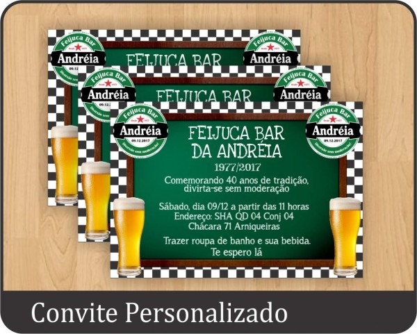 50 convites personalizados aniversÃ¡rio boteco chÃ¡ bar