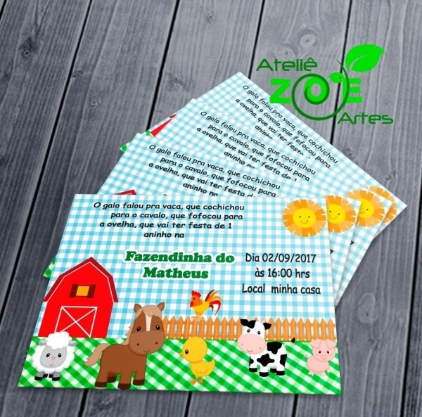50 convites personalizados aniversário fazendinha 10x15 50 convites personalizados aniversário fazendinha 10x15