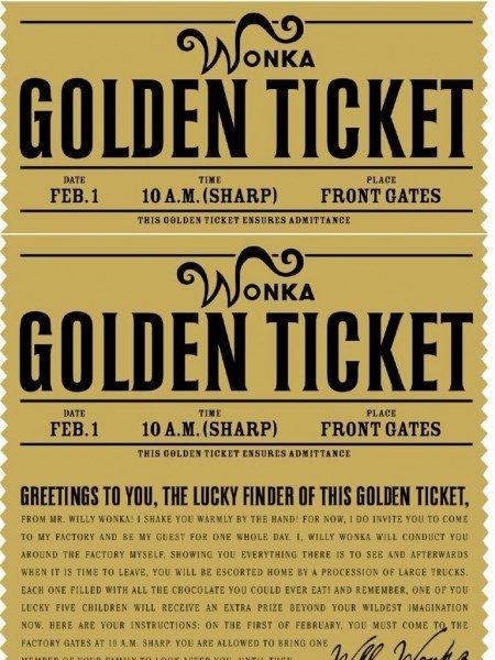 Free printable willy wonka's golden ticket