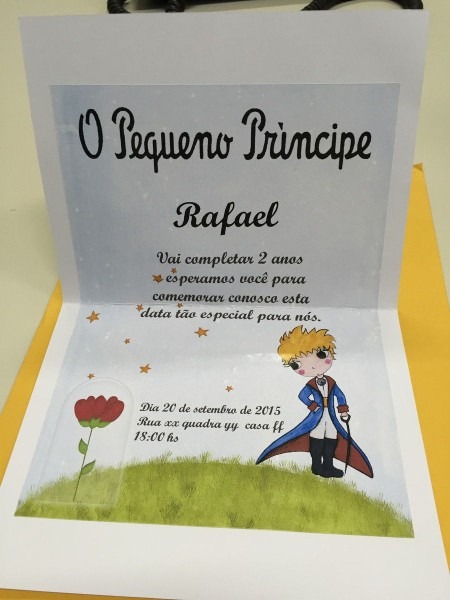Convite infantil no tema o pequeno princÃpe produzido em papel Convite infantil no tema o pequeno princÃpe produzido em papel