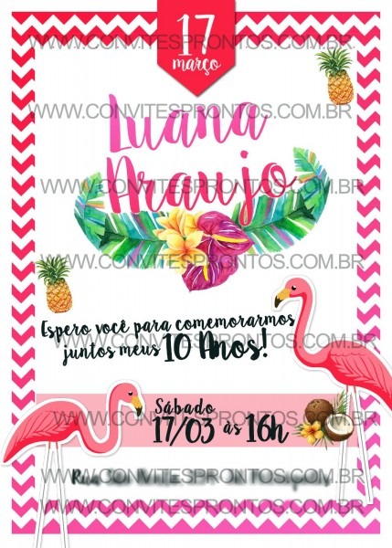 Convite de aniversÃrio digital tema flamingo Convite de aniversÃrio digital tema flamingo