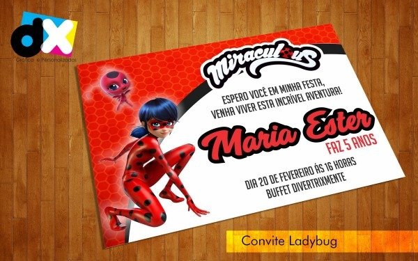 Arte convite ladybug (miraculous) no elo7