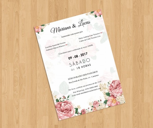 Arte digital de convite de casamento no elo7