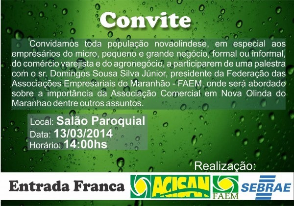 Blog do cÃcero ferraz convite da acisan Blog do cÃcero ferraz convite da acisan