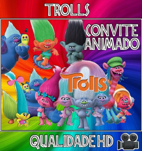 Convite animado (vÃdeo) para aniversário tema trolls Convite animado (vÃdeo) para aniversário tema trolls
