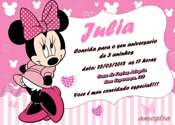 Convite aniversario minnie no elo7 Convite aniversario minnie no elo7