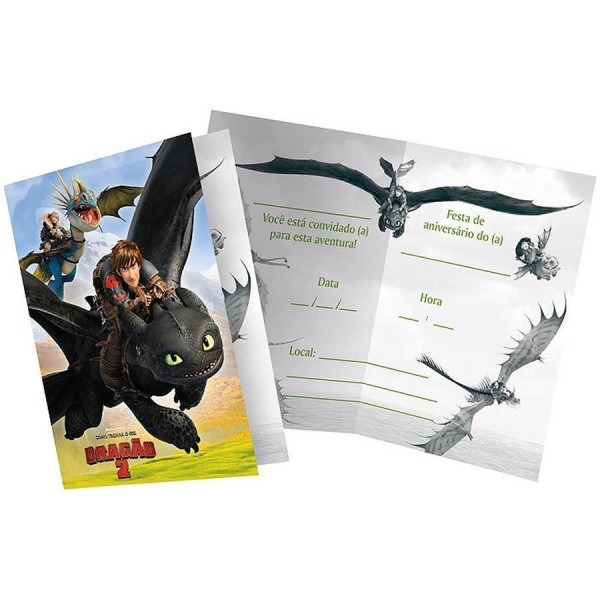 Convite de aniversÃ¡rio como treinar o seu dragÃ£o 2 08 unid