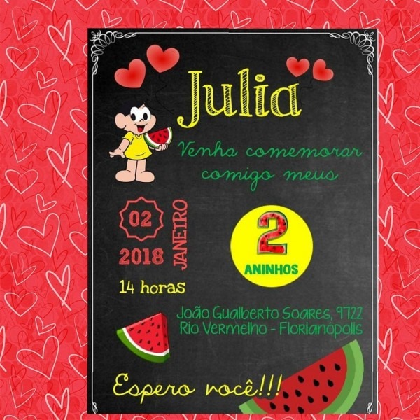Convite de aniversário melancia magali Convite de aniversário melancia magali