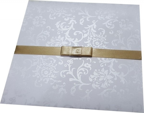 Convite de casamento gd com fita e floral 20x20 cm  25 und