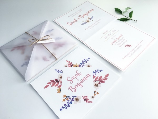 Convite de casamento minimalista (papel vegetal) no elo7