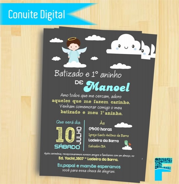 Convite digital batizado e aniversário no elo7 Convite digital batizado e aniversário no elo7