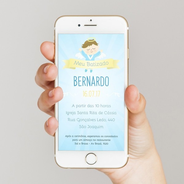 Convite digital de batizado para whatsapp no elo7 Convite digital de batizado para whatsapp no elo7