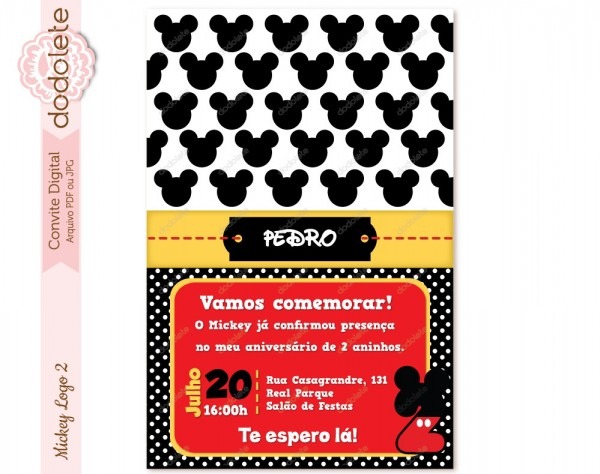 Convite digital mickey logo 2 no elo7