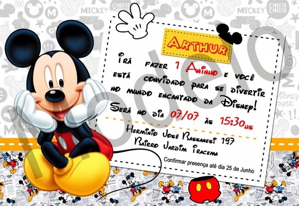 Convite digital mickey