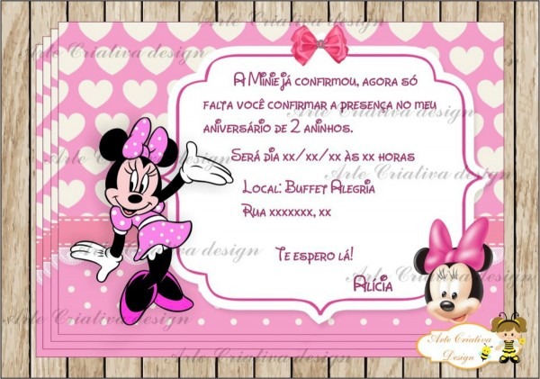 Convite digital minie rosa no elo7 Convite digital minie rosa no elo7