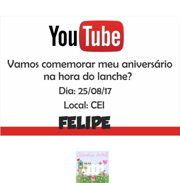 Convite digital youtube no elo7 Convite digital youtube no elo7