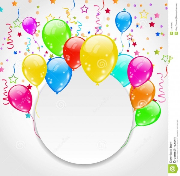 Convite do aniversÃ¡rio com balÃµes coloridos e confett ilustraÃ§Ã£o