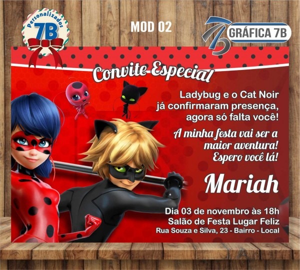 Convite lady bug e cat noir 02 Convite lady bug e cat noir 02
