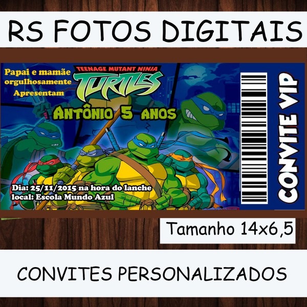 Convite tartaruga ninjas personalizados no elo7 Convite tartaruga ninjas personalizados no elo7