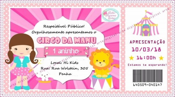 Convite tema circo em mg Convite tema circo em mg