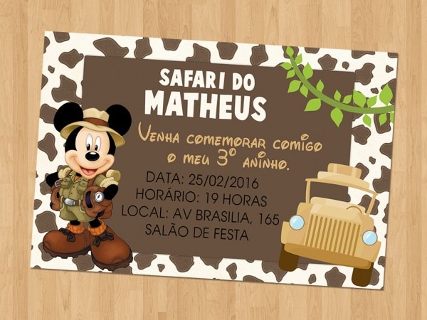 Convite diferente tema safari Convite diferente tema safari