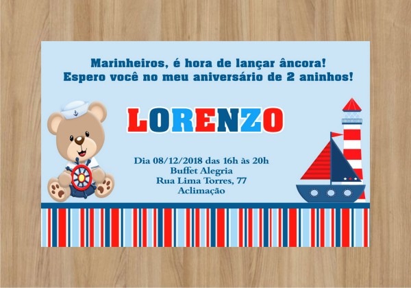 Convite ursinho marinheiro frete grátis no elo7 Convite ursinho marinheiro frete grátis no elo7