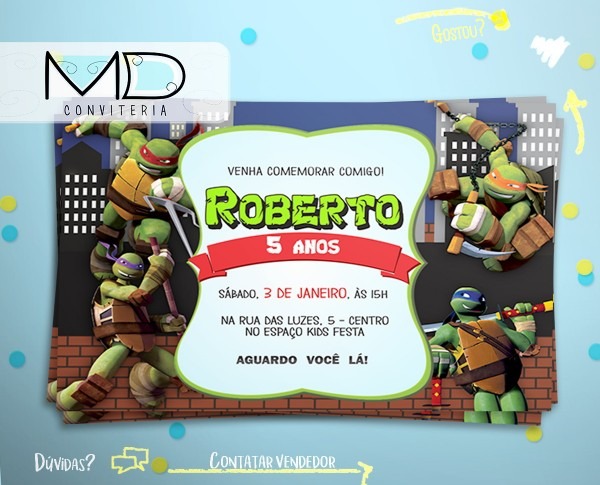 Convite virtual tartarugas ninja Convite virtual tartarugas ninja