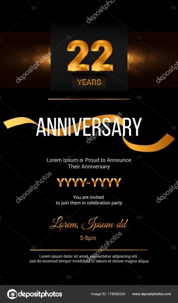 Cartão de convite de aniversário de 22 anos â vetores de stock Cartão de convite de aniversário de 22 anos â vetores de stock