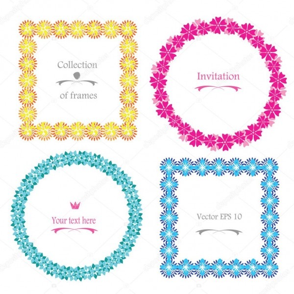 Bonito quadro floral vector conjunto