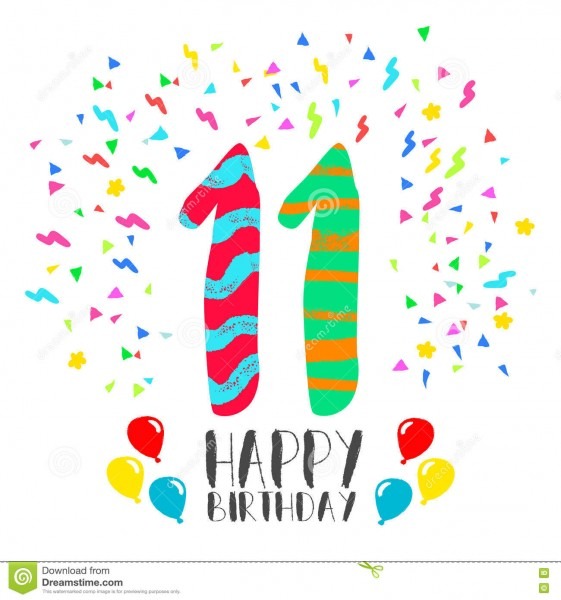 Feliz aniversario para o cartão do convite do partido de 11 anos Feliz aniversario para o cartão do convite do partido de 11 anos