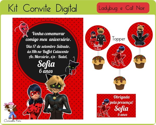 Kit convite digital ladybug no elo7 Kit convite digital ladybug no elo7