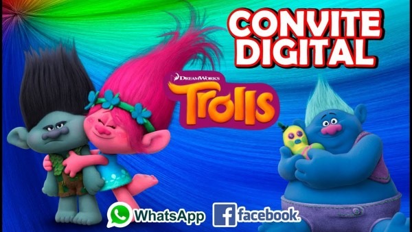 Convite animado trolls Convite animado trolls