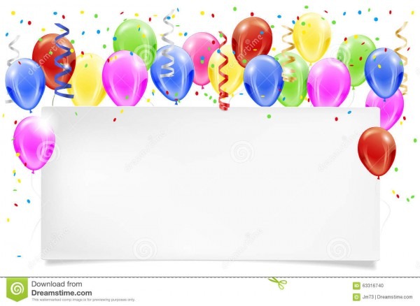 Convite do aniversÃ¡rio com balÃµes coloridos e confett ilustraÃ§Ã£o