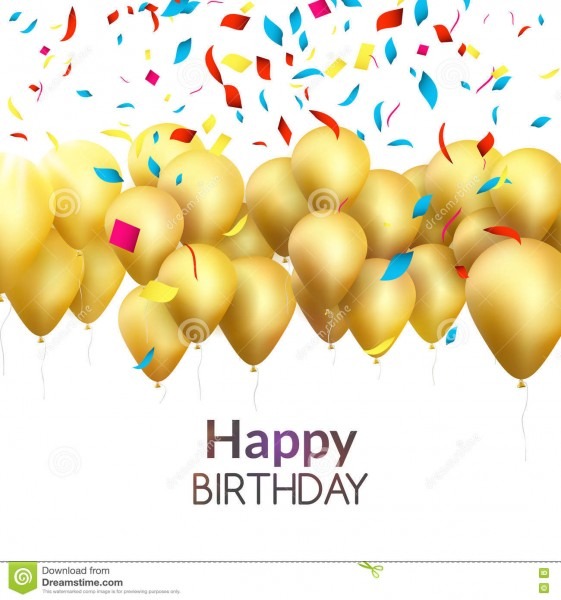 Vector o cartÃ£o do feliz aniversario com balÃµes e confetes