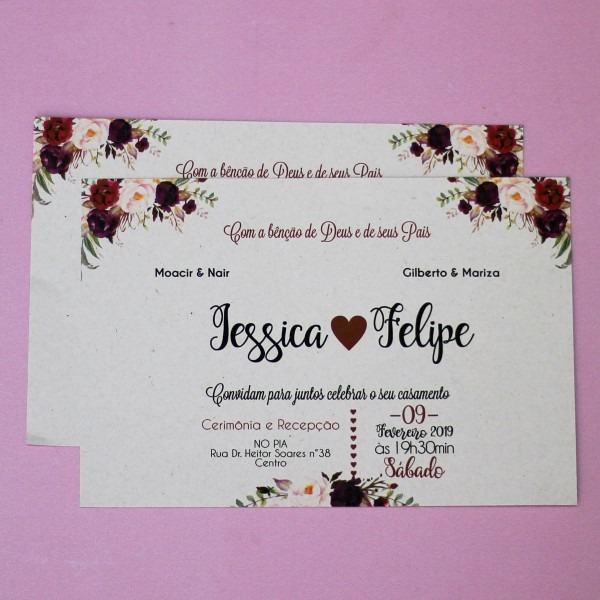 03 convites casamento rústico marsala barato simples bonito 03 convites casamento rústico marsala barato simples bonito