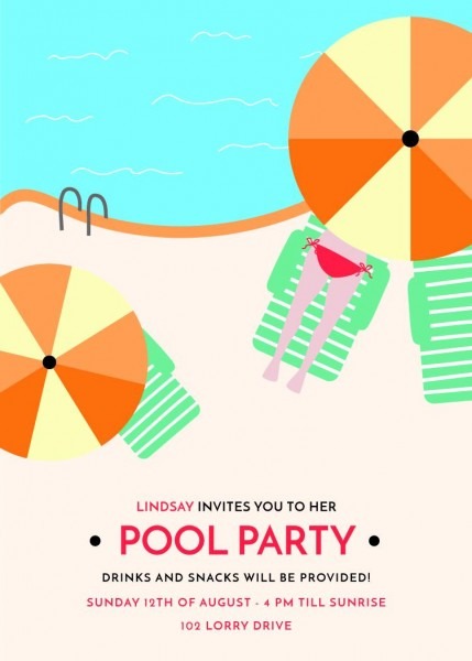 Pool party invitation invitation 5x7in template â design online Pool party invitation invitation 5x7in template â design online
