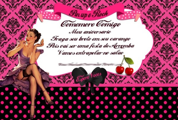 10 convite pin up retro anos 60 10x15  frete gratis  ju uva