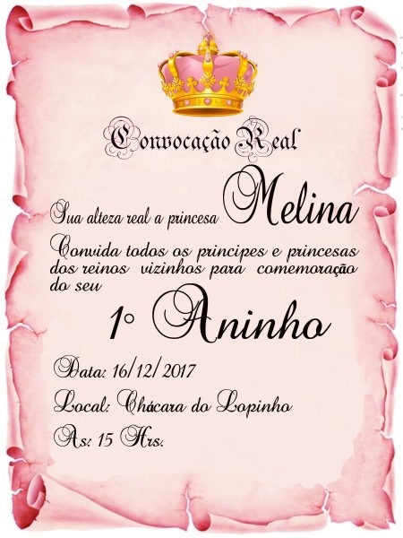 120 convites pergaminho realeza rosa com foto