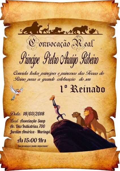 30 convite pergaminho rei leão 30 convite pergaminho rei leão