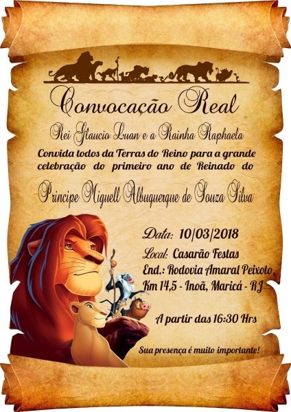 30 convite pergaminho rei leão 30 convite pergaminho rei leão